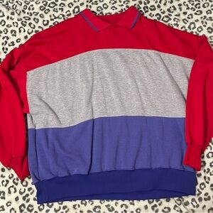 Vintage Colorblock Sweatshirt - Red, Gray, and Purple